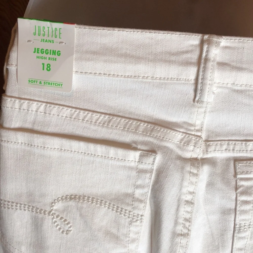 girls white jean jeggings NWT by Justice size 18 girls